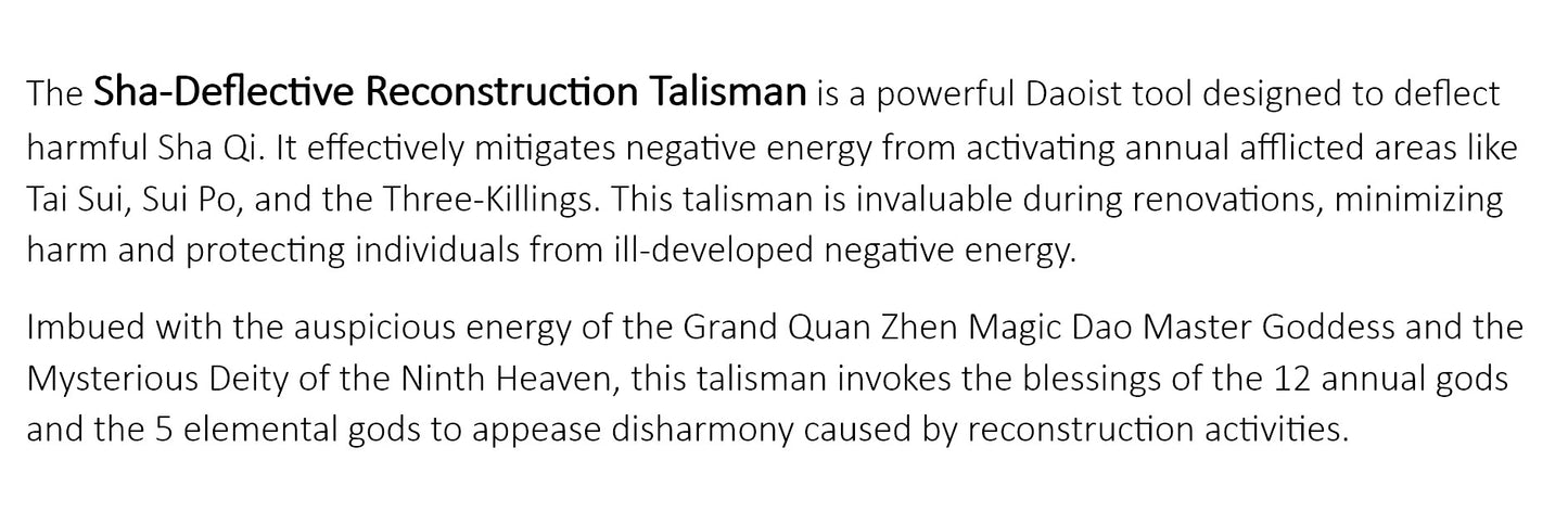 Consecrated Sha-Deflective Reconstruction Talisman for annual afflicted site reconstruction