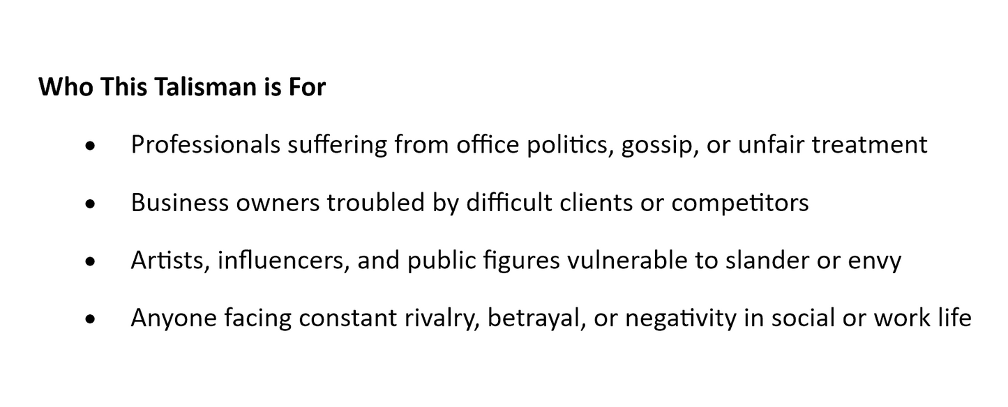 Backstabber-Repelling Talisman