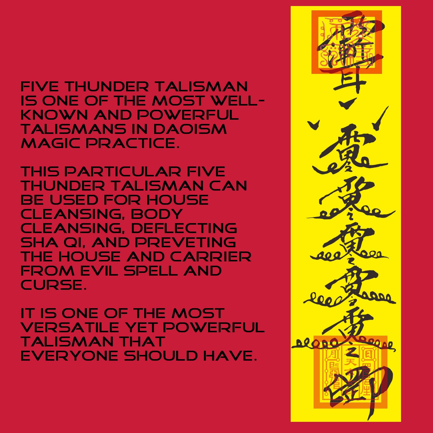 Consecrated Five-Thunder Protection Talisman (with the customized cure)