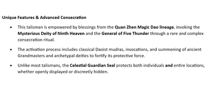 Consecrated Celestial Guardian Seal Protection Talisman for Ultimate Home Protection