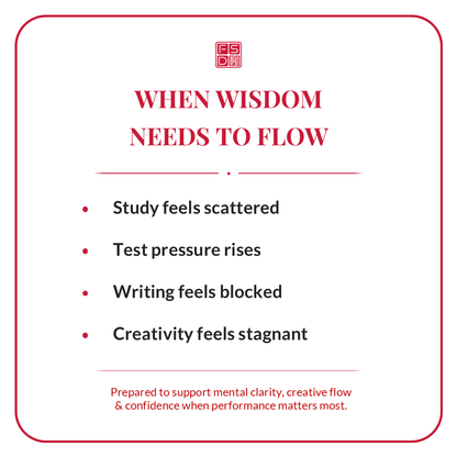 Study luck talisman for exam pressure, scattered focus, writing blocks, creative stagnation, mental clarity, confidence, and academic success.