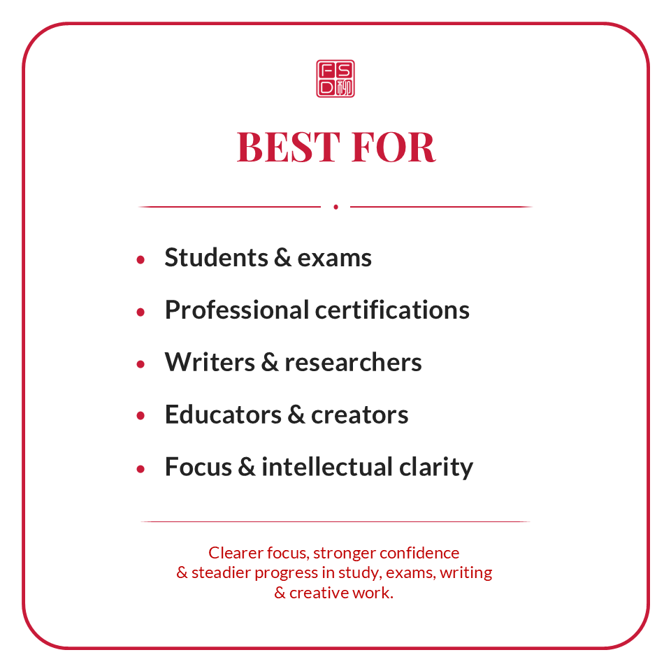 Wenchang Talisman best for students, exams, professional certifications, writers, researchers, educators, creators, focus, and intellectual clarity.