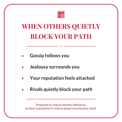 Workplace protection talisman for people affected by gossip, jealousy, reputation attacks, hidden rivals, harmful influence, or blocked professional progress.